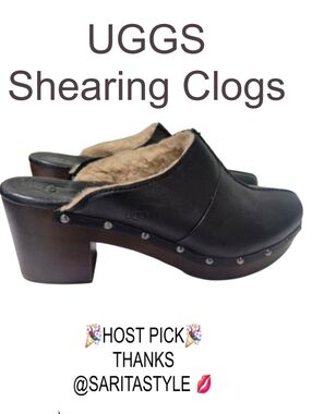 UGG SHEARLING LINED UGG Kassi Clogs Leather Shearling 9 40 Heeled shoes